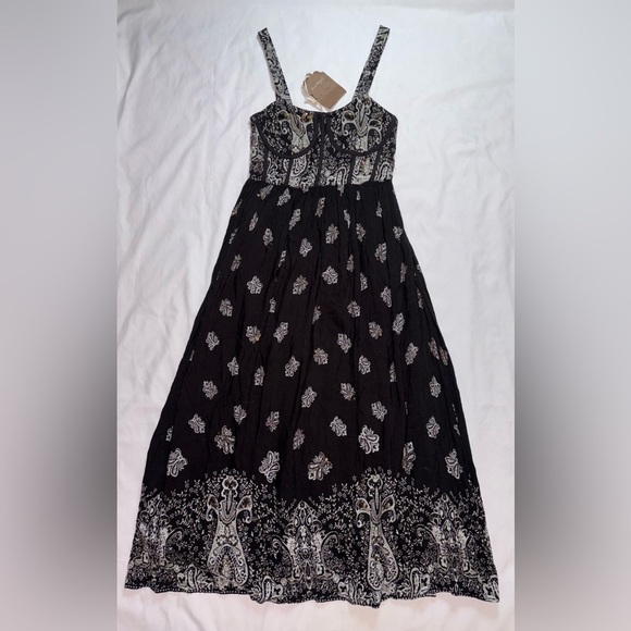 Anthropologie Forever That Girl NWT Size XS Black Beaded Bustier Maxi Drsss - Picture 2 of 10